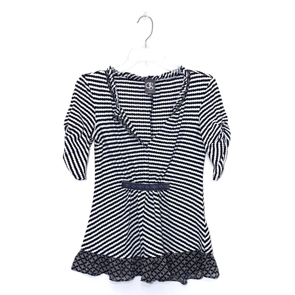 Anthro | One September Striped Ruched Blouse